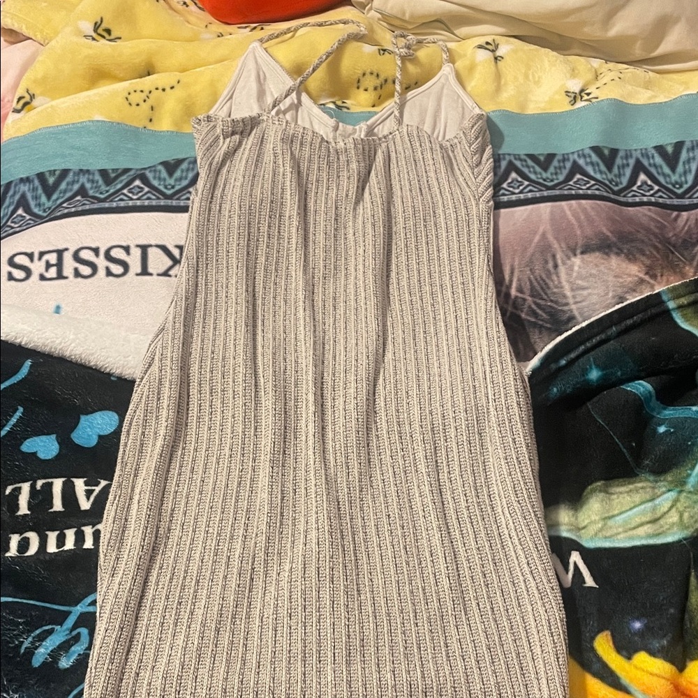 Gray Ribbed Button-Down Dress - Picture 3 of 3